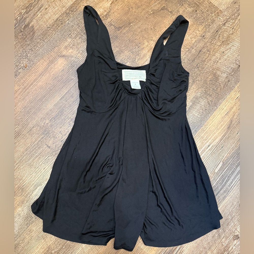 Ya-Ya 100% silk Black Sleeveless Flowy Tank Top, medium